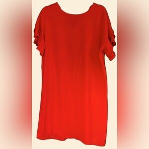MAURICE’S Red/Orange Double Tier Ruffled Sleeve Straight Dress, Size Small, NWT.
